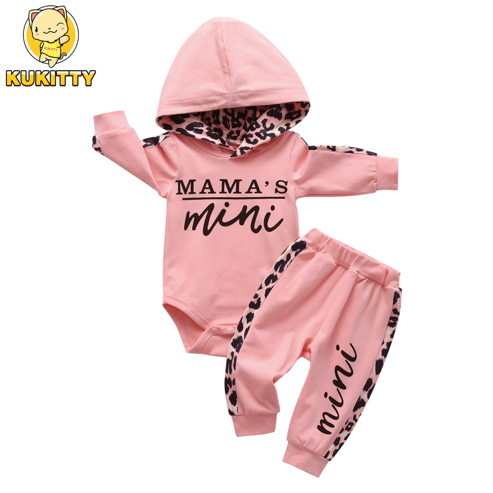 Conjunto de ropa informal para niña recién nacida, traje deportivo de 2 piezas con estampado de letras, Top de manga larga con capucha y pantalones, novedad