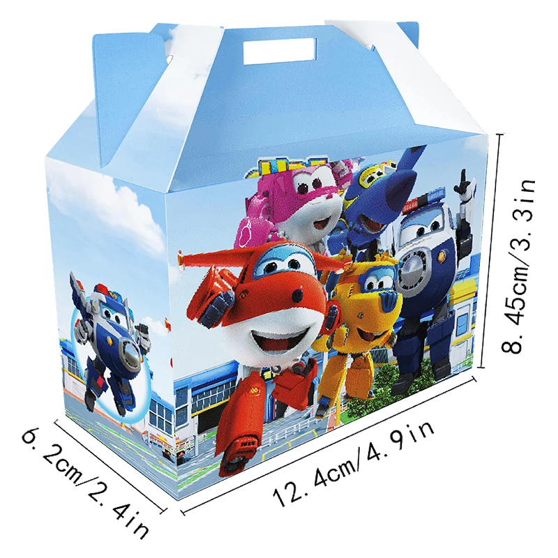 Caja de galletas y dulces de papel plegable DIY con tema de dibujos animados de Super Wings, caja sorpresa de cumpleaños, decoración creativa para Baby Shower para niños - imagen 2