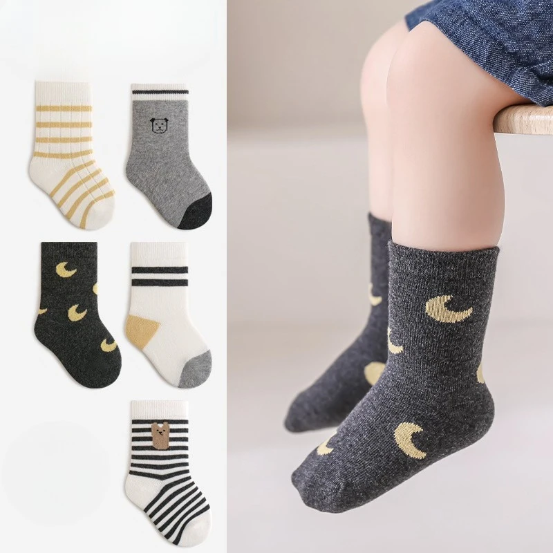 5 pares de calcetines bonitos de dibujos animados para bebé, bonitos calcetines tejidos de algodón suave con animales y gatos para niñas y niños recién nacidos, calcetines para niños de 0 a 8 años