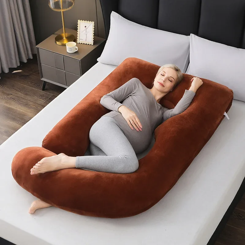 Almohada de maternidad ajustable en forma de U para mujeres embarazadas, soporte de lactancia multifuncional, cojín lateral lavable para dormir - imagen 5