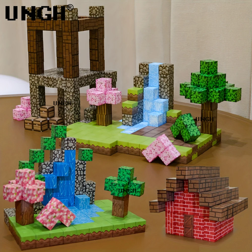UNGH Bloques de construcción magnéticos Montessori para niños y niñas