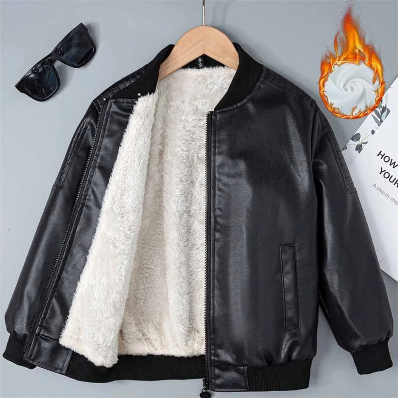 Chaqueta acolchada de polipiel para niños – Cálida con cremallera - imagen 3