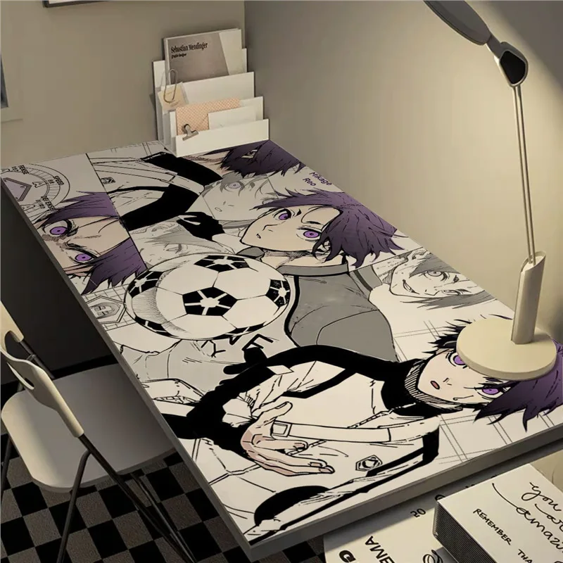 Alfombrilla de ratón para juegos, tapete de teclado antideslizante LargeNon con bloqueo azul, Protector de mesa para escritorio de oficina, yoachi Isagi - imagen 5