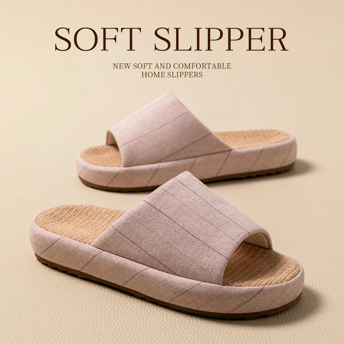Pantuflas infantiles de lino y algodón con suela antideslizante - imagen 5