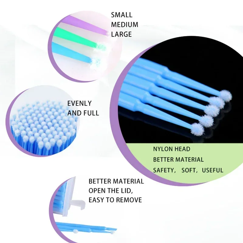 Hisopos removedor de pegamento para pestañas extensión de pestañas CNKESS 500 unids/lote aplicadores de elevación de limpieza Microblade maquillaje Micro cepillos herramienta