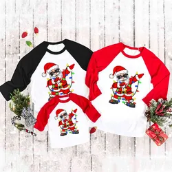 Camisas navideñas a juego para la familia de Papá Noel, camisa raglán para niños y adultos, camisas familiares de Feliz Navidad, trajes de fiesta de Navidad