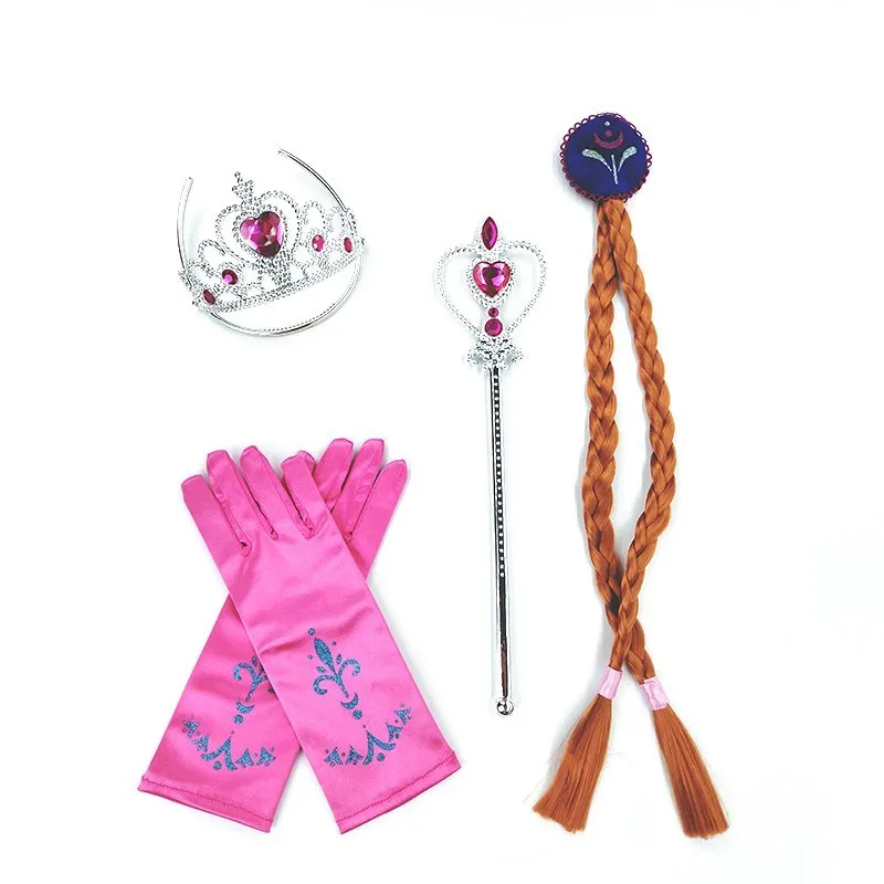 Accesorios de fiesta de princesa para niños, Kit de disfraz de Cosplay para niñas, corona, varita, guantes, pendientes, anillo, collar, suministro multicolor - imagen 5