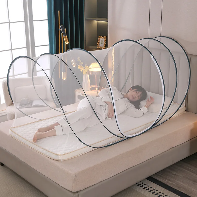 Mosquitera de yurta de instalación gratuita, gran espacio para el hogar, malla cifrada completamente cerrada, mosquitera individual, tienda de viaje portátil para exteriores - imagen 2