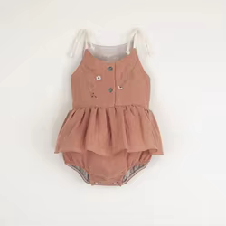 Pelele bordado floral sin mangas de verano para niña