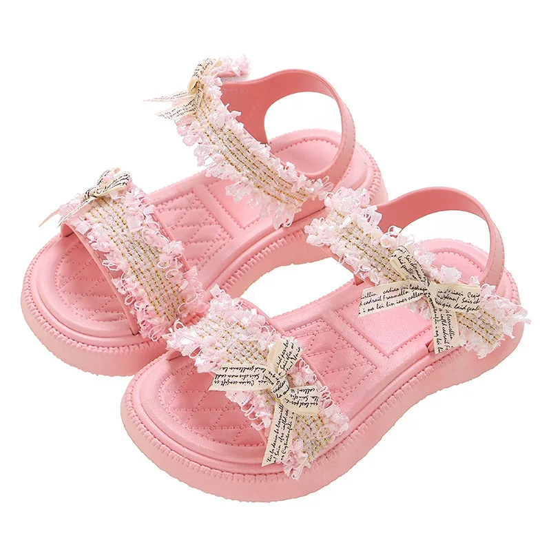 Zapatos de princesa antideslizantes para Niña, sandalias de playa de suela suave, Zapatos de moda con pajarita, verano, 2024 - imagen 5