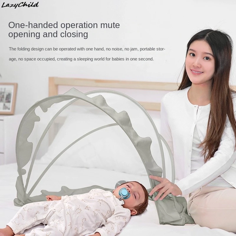 LazyChild mosquitera para bebé, instalación gratuita, cubierta de mosquitera opaca, colcha plegable de cobertura completa, milagrosa antimosquitos - imagen 3