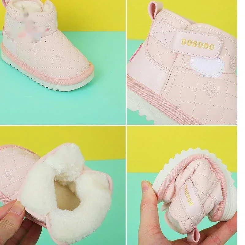 Botas de nieve para niños con forro de terciopelo y suela antideslizante - imagen 4