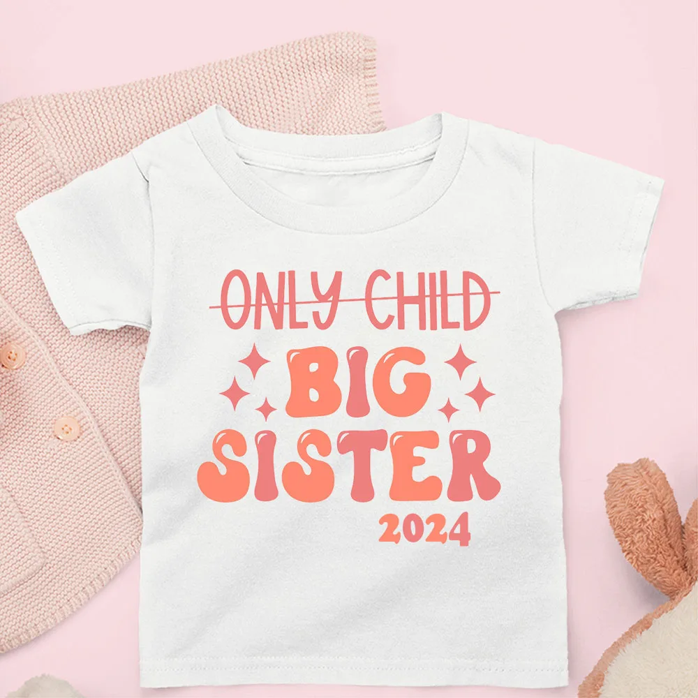 Camiseta para niño y hermana mayor, camisa para anuncio de bebé, ropa para niña, Atuendo para hermana mayor, camisetas cortas para niño pequeño 2024