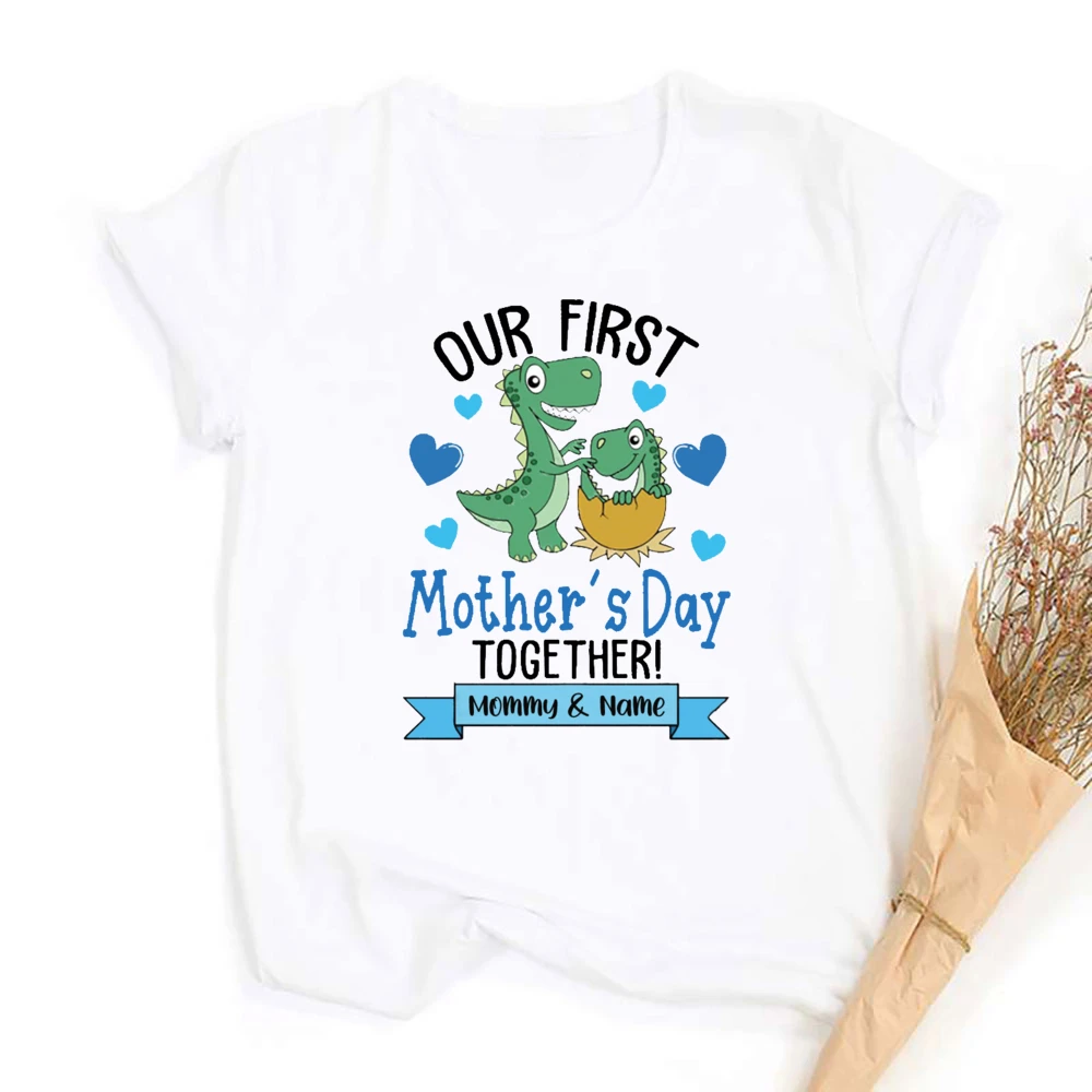 Nuestra primera fiesta de la madre, traje a juego con estampado de dinosaurio, ropa para el día de la madre y mamá, camiseta para mamá, mono para recién nacido - imagen 5