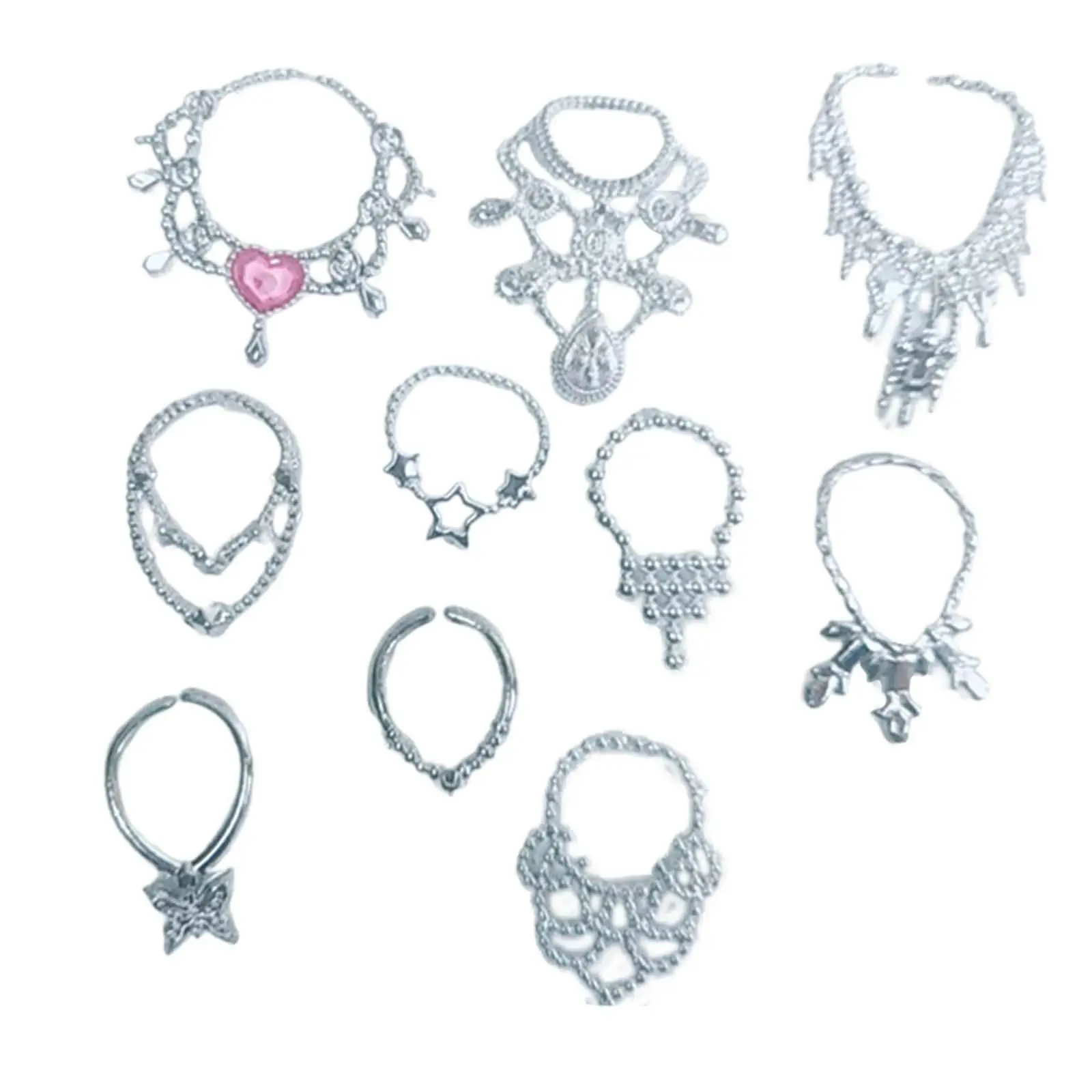 10x Doll Accessory Necklaces for 1/12 Doll and Ob11 Doll Fashion Doll Dress up Party Favors Doll Decoration Chain Accessory