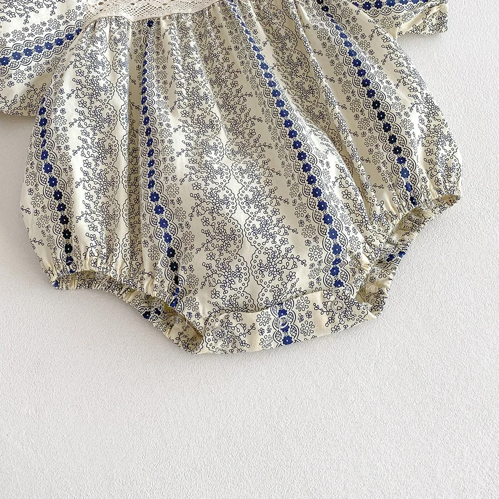 Mono encaje floral vintage para bebé niña verano - imagen 5