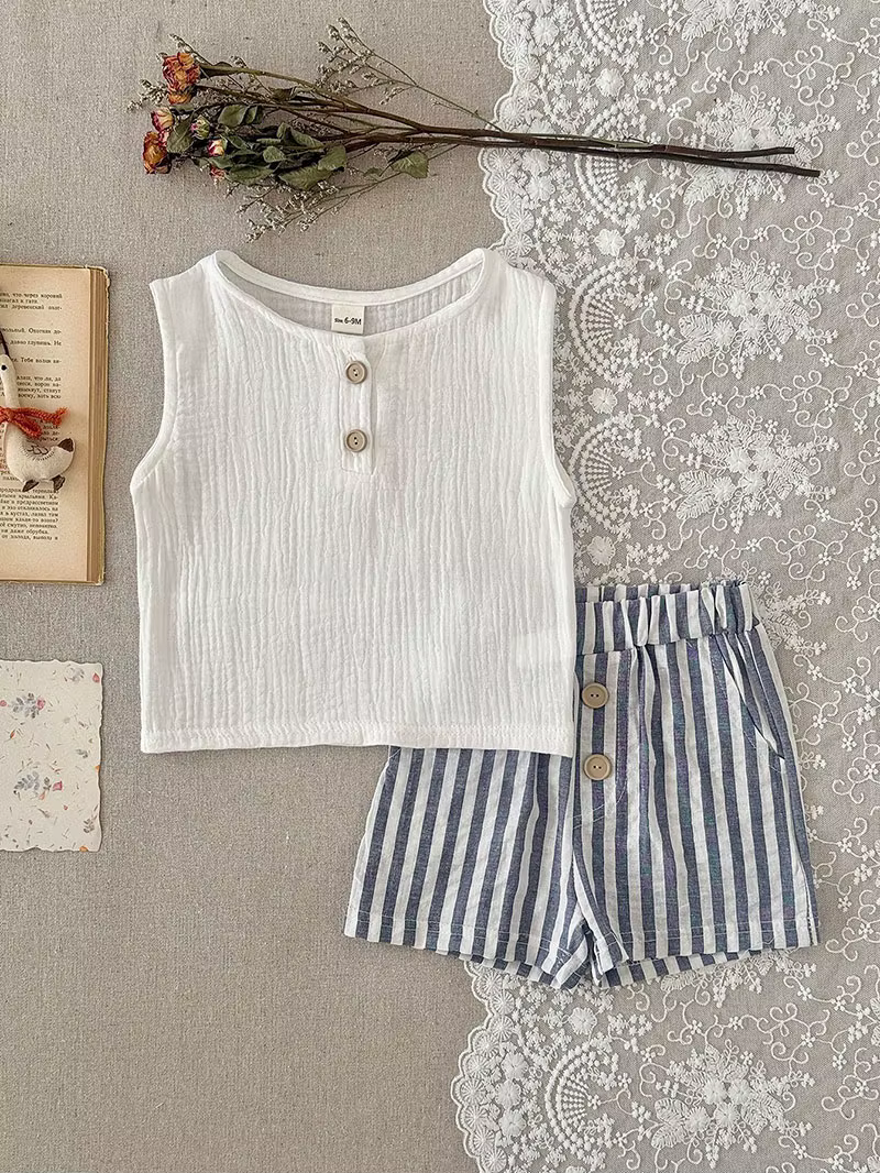 MILANCEL Conjunto verano bebé – Chaleco y shorts a rayas