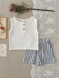 MILANCEL Conjunto verano bebé – Chaleco y shorts a rayas