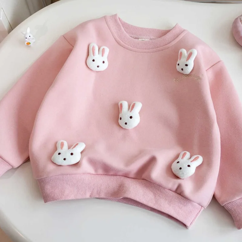 Sudadera de conejito para niña – Manga larga suave para primavera y otoño