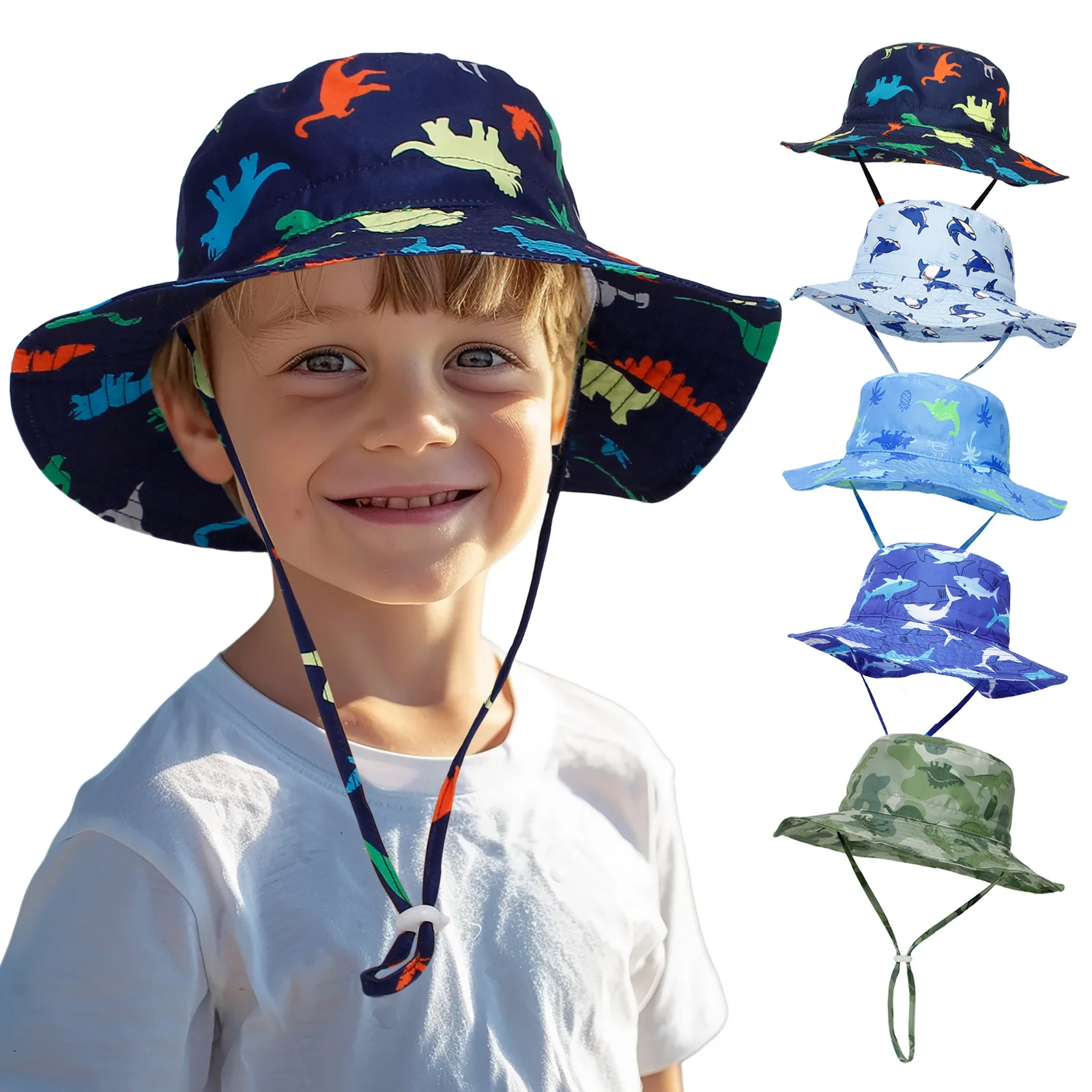 Lindo sombrero de sol de dibujos animados para bebés, niños y niñas, sombrero de playa transpirable de secado rápido, protección solar para niños, sombrero de pescador ajustable - imagen 2