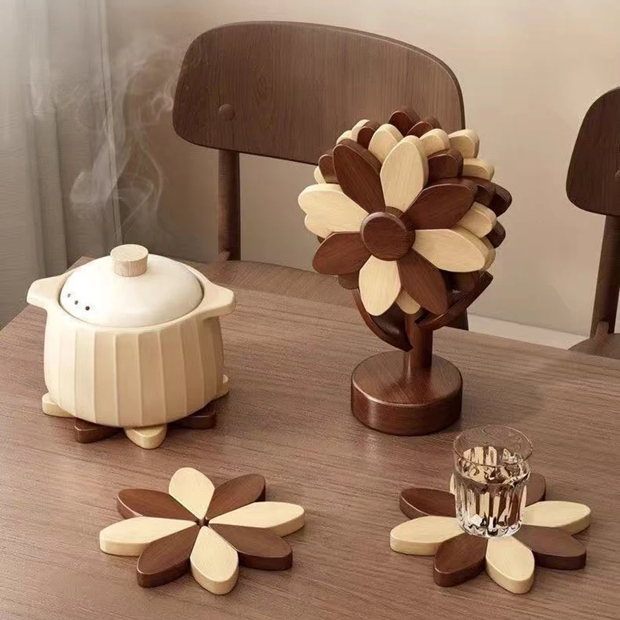 Protector de mesa infantil antiescaldado – Posavasos girasol madera - imagen 2