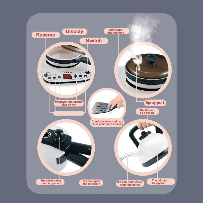 Juego de cocina infantil con olla arrocera y sonido simulado - imagen 3