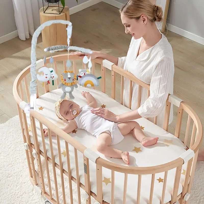 Cuna móvil Musical para guardería, cuna móvil para niños pequeños, decoración de cama, adorno de diseño de cubierta suave para niñas envejecidas