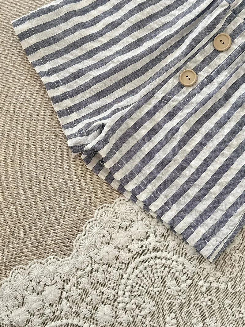 MILANCEL Conjunto verano bebé – Chaleco y shorts a rayas - imagen 5