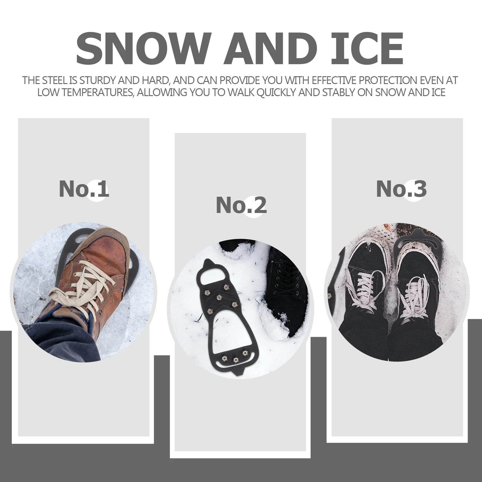 Tacos para nieve al aire libre, 2 pares de cadenas antideslizantes para zapatos para senderismo en hielo, escalada, cubiertas de crampones duraderas para invierno de 9 pulgadas