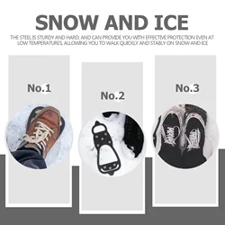 Tacos para nieve al aire libre, 2 pares de cadenas antideslizantes para zapatos para senderismo en hielo, escalada, cubiertas de crampones duraderas para invierno de 9 pulgadas