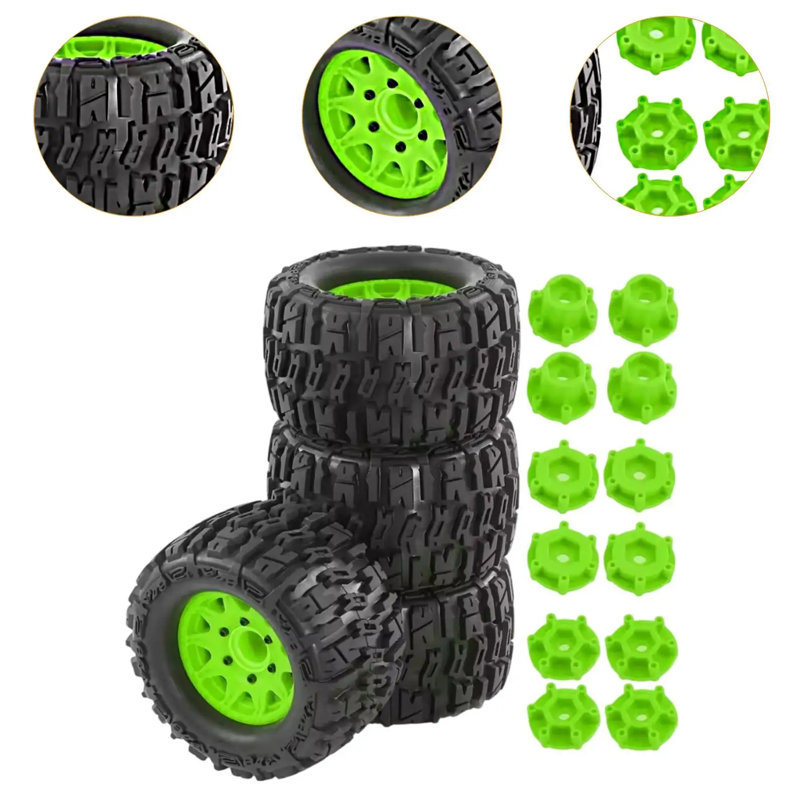 4x RC Tyre 125mm Diameter Good Grip Spare Parts for 1:10 Model Vehicles