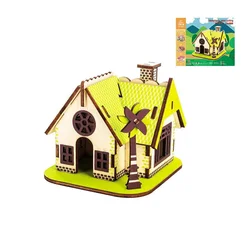 Rompecabezas 3D madera casa villa niños DIY artesanal