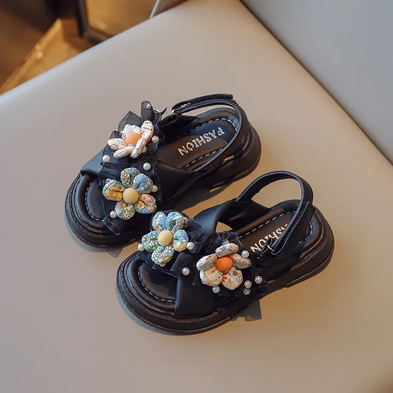 2025 Verano Nuevo Niño Flor Sandalias Moda Versátil Niña Sandalias Casuales Simple Antideslizante Niño Zapato de Playa Сан Блии Для Дев® opetк - imagen 3