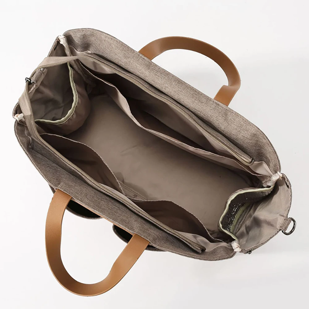 Bolso de pañales de lino ligero gran capacidad para bebé - imagen 5