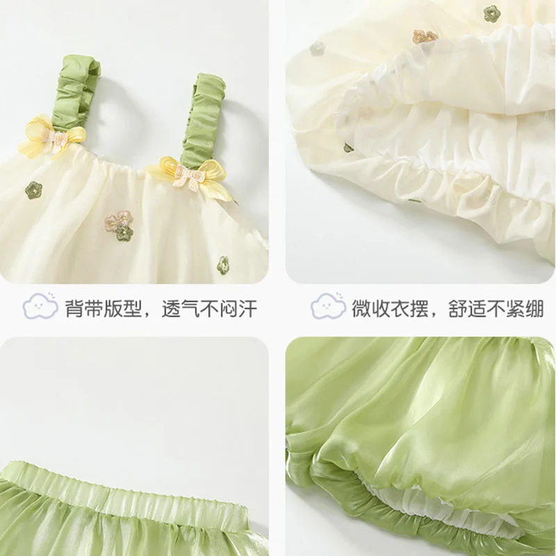 Conjunto de verano para niña – Top malla con lazo y shorts - imagen 5