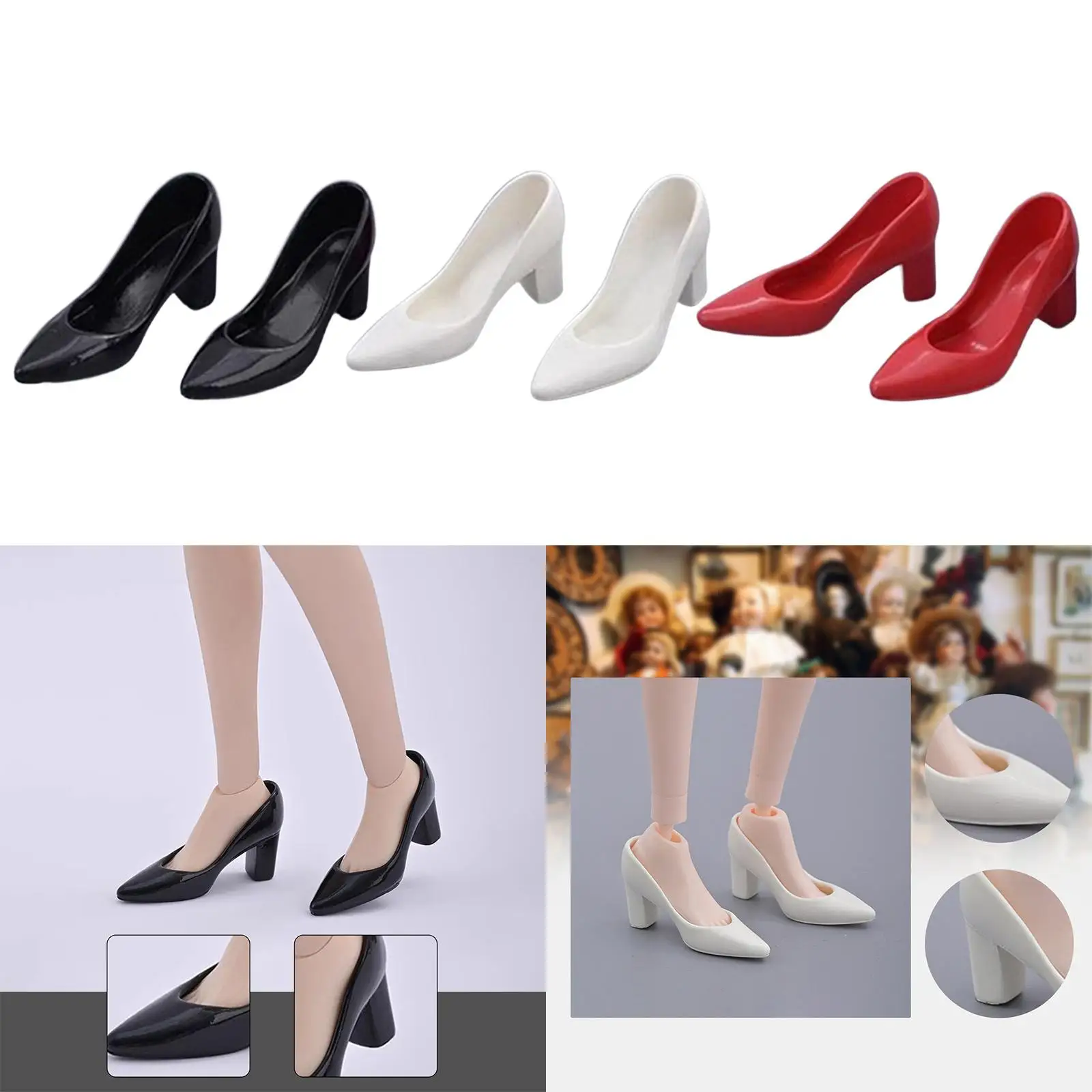 1/6 Scale BJD Doll Shoes BJD Doll Accessories Costume Cosplay Stylish Decoration Mini High Heeled Shoes for 12 inch Figure Body