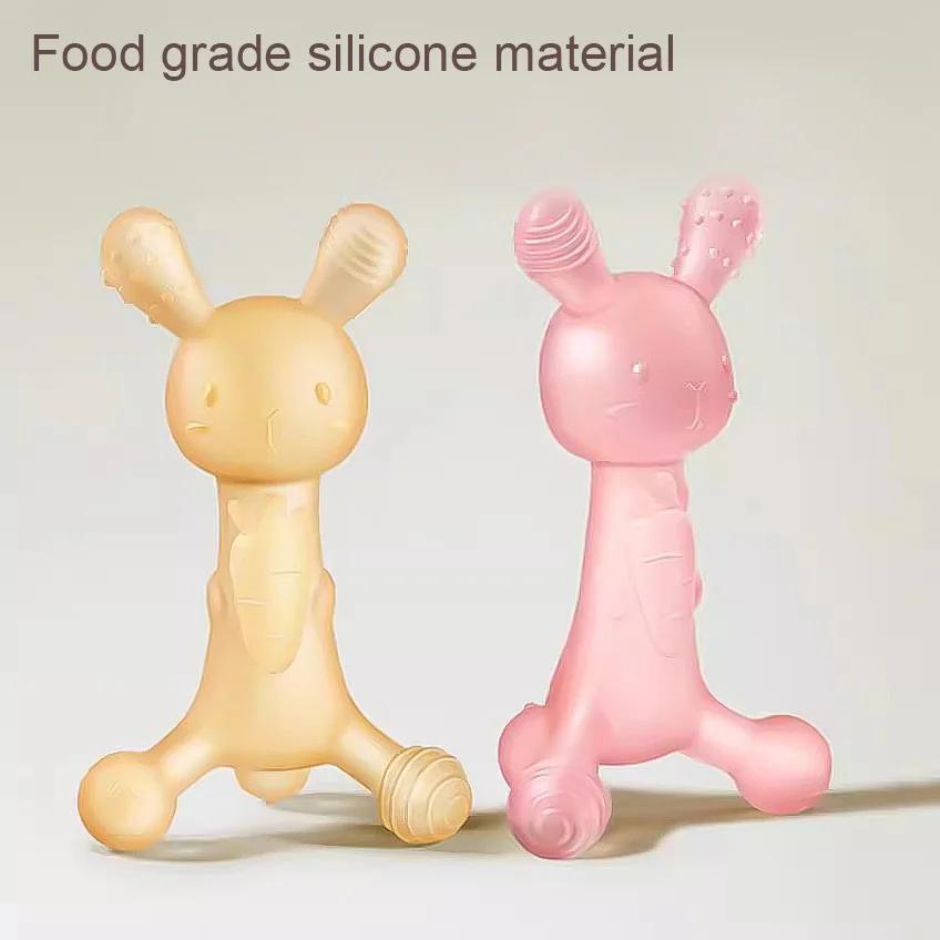 Mordedor de conejo para niños, accesorios de fotografía, especial para molares, no daña los dientes, hecho de silicona de calidad alimentaria,