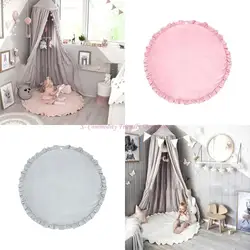 85AE Alfombra juego para bebé, alfombra encaje Color sólido para gatear, alfombra para suelo habitación los