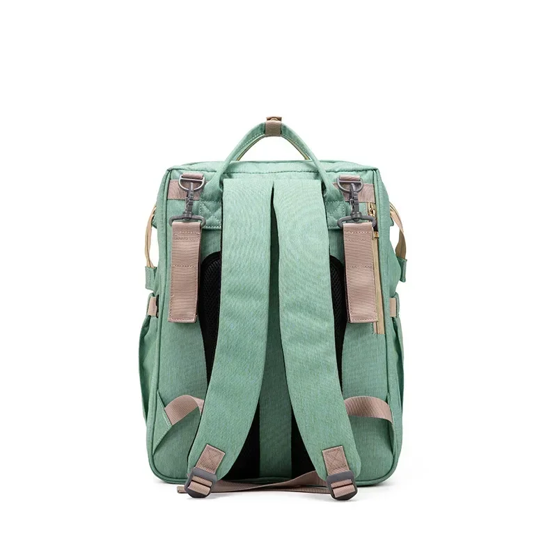 Bolsa de pañales plegable EG98 con cama de bebé, mochila multifunción impermeable para maternidad, mochila para bebé lista para viajar, porta pañales portátil - imagen 5