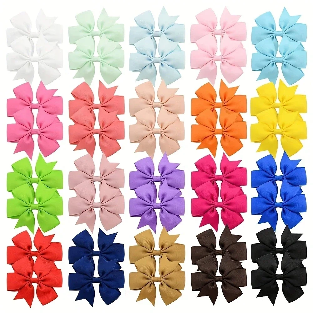 Lazos bebé de cinta grosgrain – Pinzas hechas a mano recién nacido - imagen 4