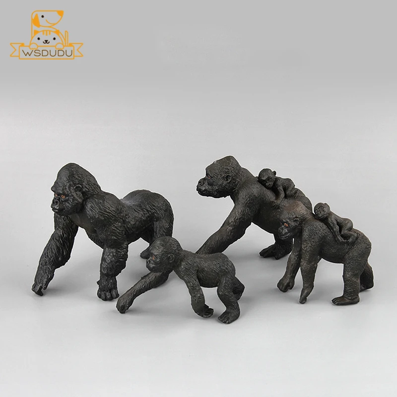 Figura realista de chimpancé, Animal primado, gorila, modelo de vida silvestre, juguete educativo de aprendizaje, regalo para niños, decoración de estatua de la selva - imagen 5
