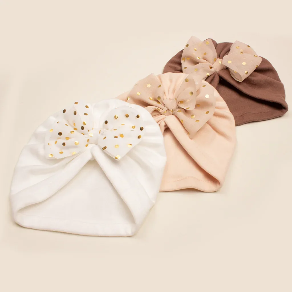 Gorro turbante para bebé recién nacido, gorro cálido con lazo grande y brillante de 0 a 12M, gorros para recién nacidos para exteriores, primavera 2026 - imagen 3