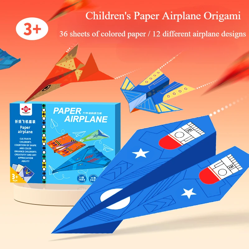 10/36 hojas 3D Origami DIY papel avión pistola niños juguetes educativos STEM Kit para manualidades mejorar el pensamiento espacial del bebé regalos - imagen 2