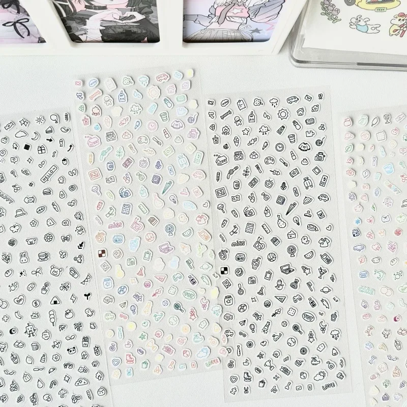 Pegatina decorativa con pequeño patrón de dibujos animados, Cuenta de mano, tarjeta de estrella, álbum de fotos, planificador, álbum de recortes, cuaderno, diario, pegatinas decorativas - imagen 4