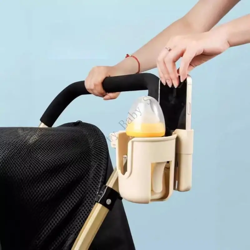Portavasos universal giratorio para cochecito con soporte de móvil