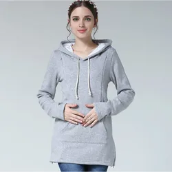 Sudadera premamá con capucha térmica de invierno
