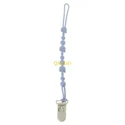 QX2D Chupete de silicona con patrón de osos y clip