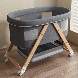 Cuna plegable de madera – Portátil y ajustable para bebé