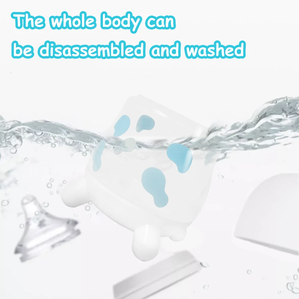 Biberón antiflatulencia con mango de dos colores PP de calibre ancho para recién nacido, bonito patrón de vaca, 180ml/270ml opcional - imagen 5