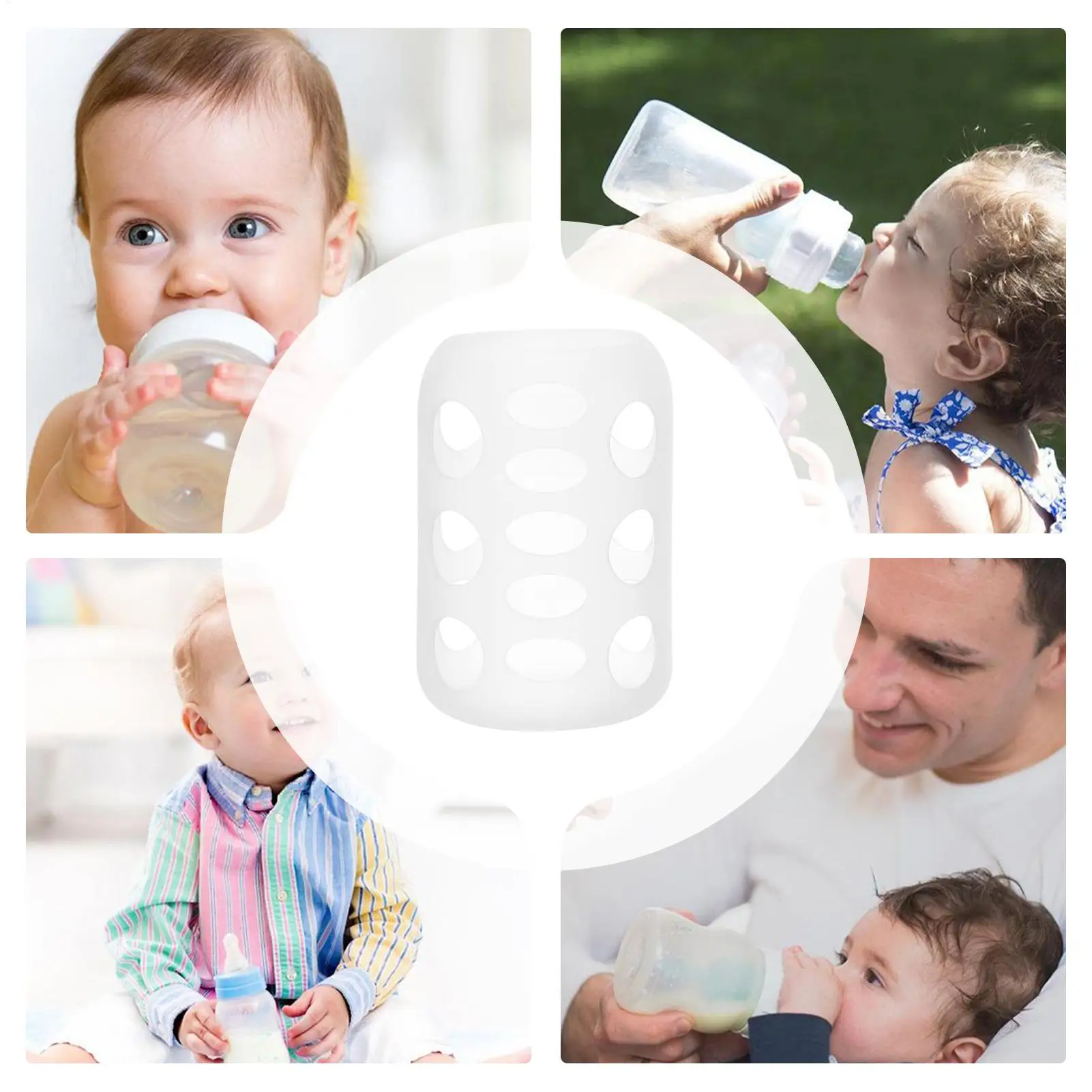 Cubiertas de botellas de vidrio, Protector de cubierta de botella para guardería, alimentación de vidrio antirotura para viajes, cochecito al aire libre, parque, coche, caminar a casa - imagen 5